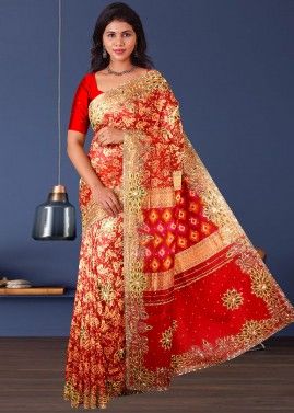 Red Bridal Kanjivaram Silk Saree With Woven Motifs