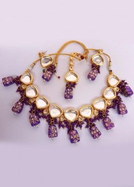 Purple Meenakari Necklace Set 