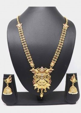 Bead Studded Golden Necklace Set
