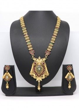 Golden Beads Studded Traditional Necklace Set