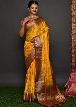 Yellow Classic Style Woven Kanjivaram Silk Saree
