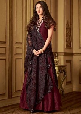 Sonal Chauhan Red Wine Anarkali Suit