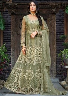 Green Heavy Border Embroidered Anarkali Suit Set
