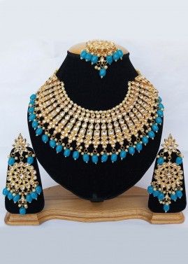 Blue Bridal Kundan Necklace Set
