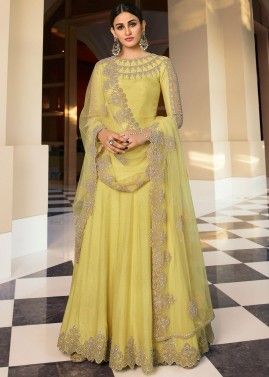 Yellow Embroidered Anarkali Syle Suit