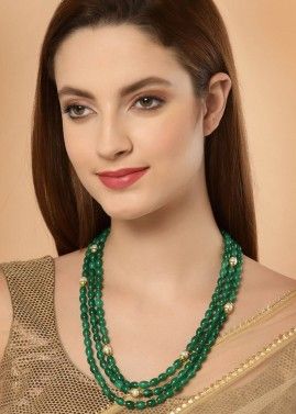 Green Beaded Multichain Necklace