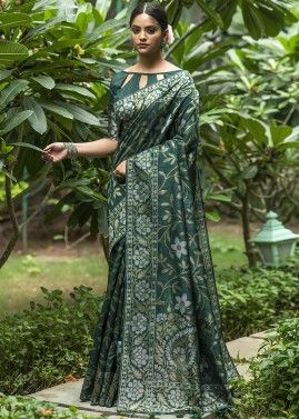Green Tussar Silk Festive Saree