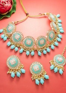 Blue Meenakari & Kundan Necklace Set