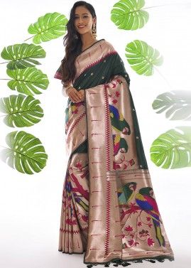 Green Paithani Silk Saree & Blouse