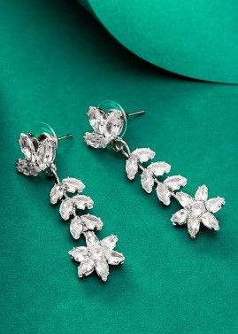 Silver Studded American Diamond Festive Earrings