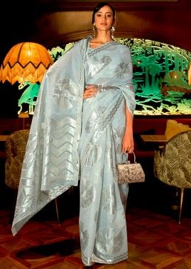 Blue Art Silk Saree In Zari Woven Work