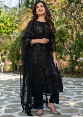 Readymade Black Embroidered Pant Style Suit