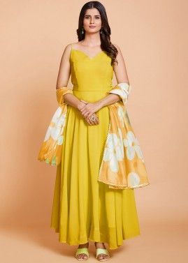 Yellow Anarkali Suit Set In Georgette