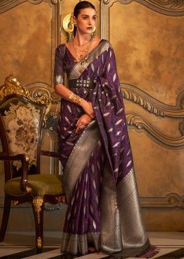 Purple Woven Classic Style Saree