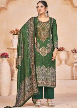 Green Thread Embroidered Pant Style Suit