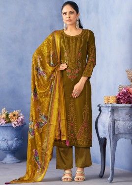 Green Brasso Printed Suit Set In Viscose