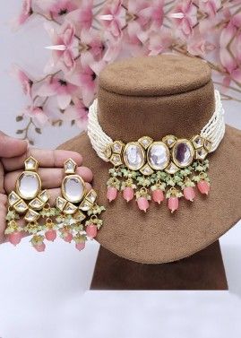 Multicolor Kundan Studded Choker Necklace Set