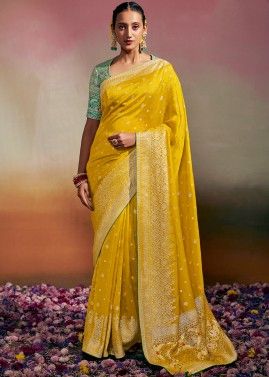 Yellow Woven Pallu Art Silk Saree
