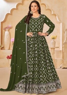 Green Embroidered Anarkali Suit Set