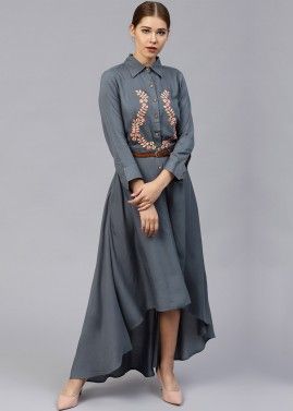 Readymade Grey Asymmetric Rayon Dress