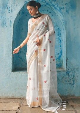 Buy Beige Pure Linen Party Wear Digital Printed Saree Online From Wholesale  Salwar.