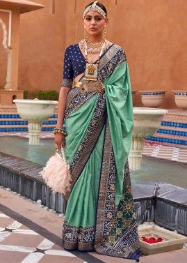 Green Traditional Zari Woven Saree