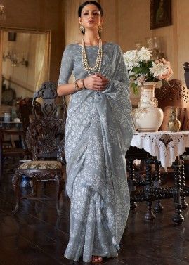 Floral Print Sarees | Buy Designer Floral Work Saris Online