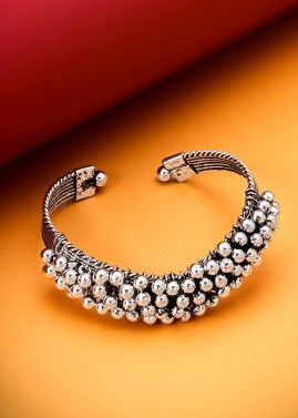 Silver Oxidised Beaded Bracelet