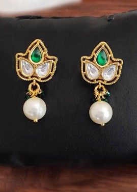 Green Beads Alloy Based Studs Earrings