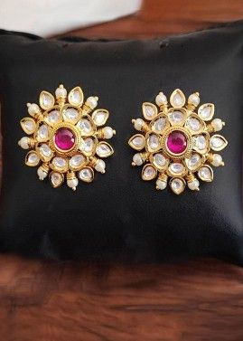 Pink Stone Studded Studs Earrings