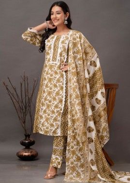 Readymade White Floral Printed Pant Suit