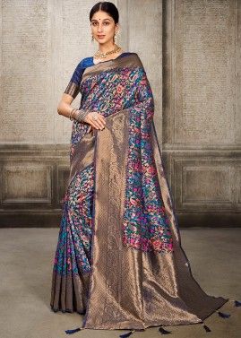Multicolor Zari Woven Saree In Banarasi Silk