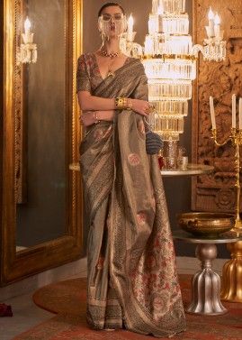 Golden Zari Woven Art Silk Saree