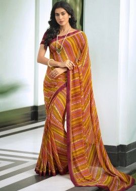 Multicolor Printed Saree With Art Silk Blouse 