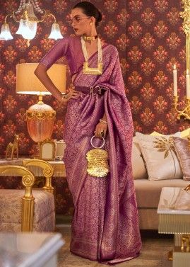 Purple Woven Pallu Art Silk Saree