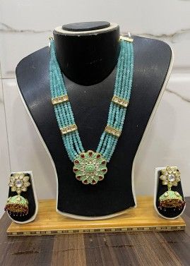 Blue Beaded Multi Chain Necklace Set
