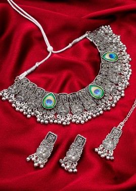 Silver Oxidized Necklace Set