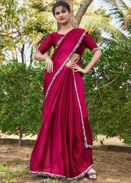Red Designer Banarasi Chiffon Saree For Wedding
