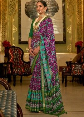 Magenta Zari Woven Saree In Art Silk