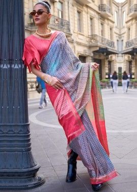 Multicolored Woven Saree & Blouse
