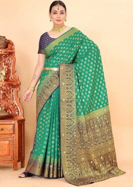 Green Woven Pallu Banarasi Silk Saree