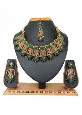 Green & Golden Stone Studded Necklace set