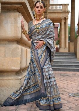 Magenta Printed Saree In Art Silk
