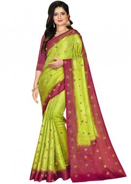 Green Zari Woven Saree In Art Kanjivaram Silk