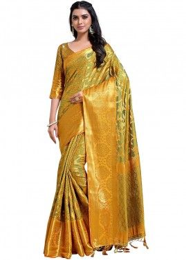 Yellow Kanjivaram Silk Woven Classic Style Saree