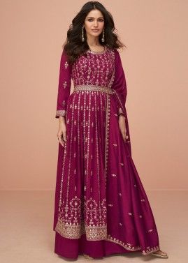 Pink Readymade Embroidered Palazzo Suit Set