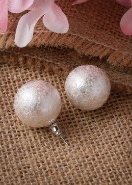 White Circularly Pearl Studded Studs 