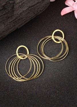 Golden Plain Earrings In Hoop Style