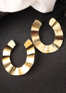 Golden Earrings In Half Hoop Style