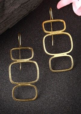 Golden Half Hoop Style Earrings In Plain